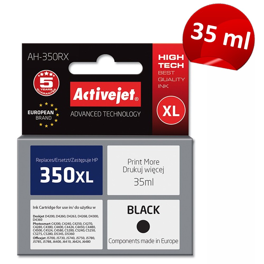 Cartus compatibil HP 350XL negru pentru HP CB338EE, Premium Activejet, Garantie 5 ani - imagine 4